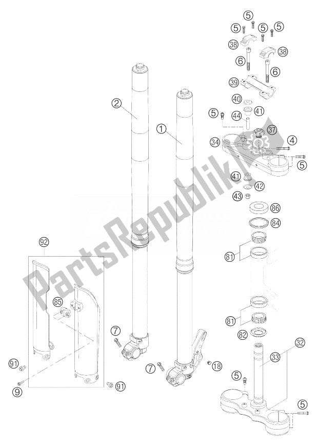 Tutte le parti per il Forcella Telescopica Wp Usd 48 del KTM 660 SMC Europe 2004