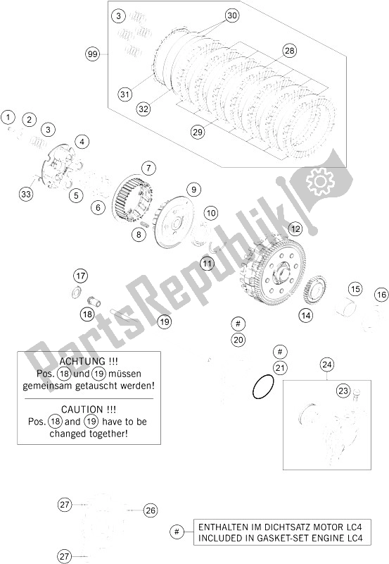 All parts for the Clutch of the KTM 690 Duke White ABS China 2015