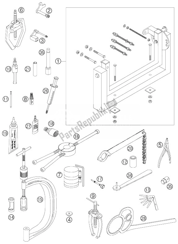 All parts for the Special Tools of the KTM 250 EXC F SIX Days Europe 2007