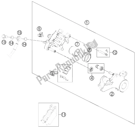 All parts for the Brake Caliper Rear of the KTM 690 Duke Orange ABS 2016 China 2015
