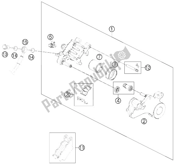All parts for the Brake Caliper Rear of the KTM 690 Duke R ABS Australia 2015
