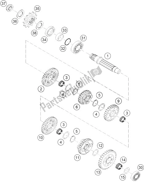 All parts for the Transmission Ii - Countershaft of the KTM 450 Rallye Factory Repl Europe 2005