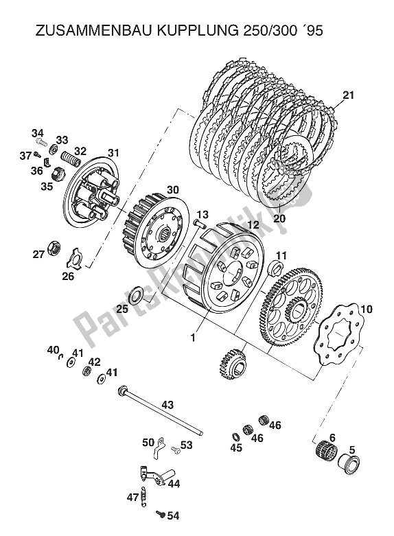 All parts for the Clutch 250/300 '94 of the KTM 250 E XC Europe 1994