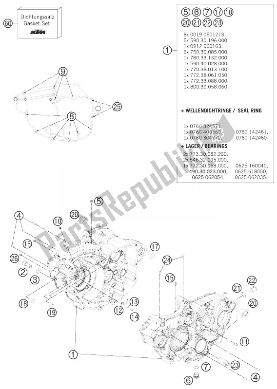 Tutte le parti per il Cassa Del Motore del KTM 250 SX F USA 2013