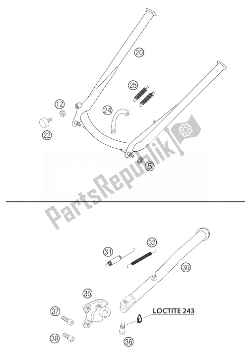 Todas las partes para Soporte Lateral / Central 625 Sxc de KTM 625 SXC USA 2004