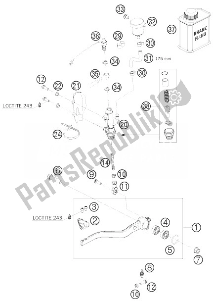 Tutte le parti per il Controllo Del Freno Posteriore del KTM 690 Duke Black Europe 2010