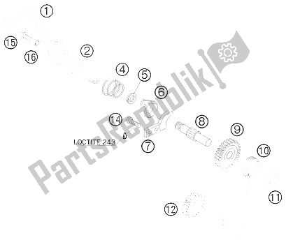 All parts for the Kick Starter of the KTM 65 SX Europe 6001H6 2008