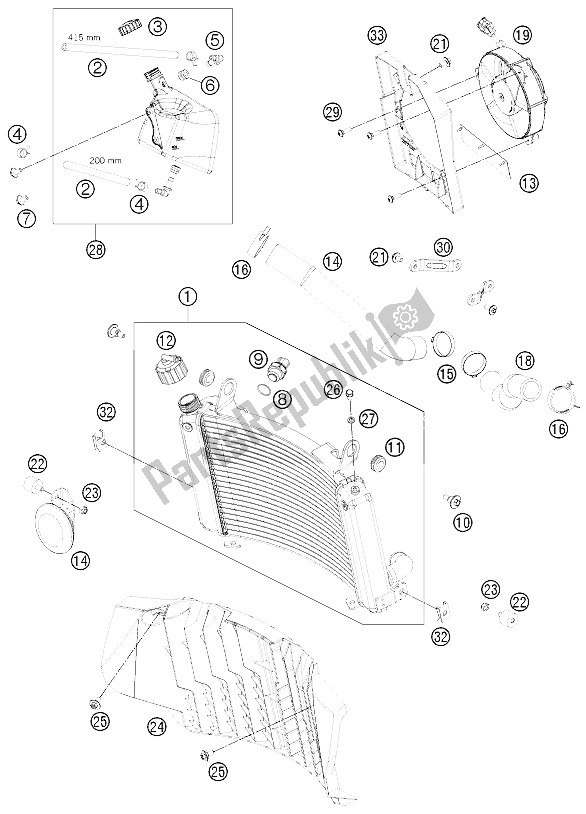 All parts for the Cooling System of the KTM 690 Enduro R Europe 2011