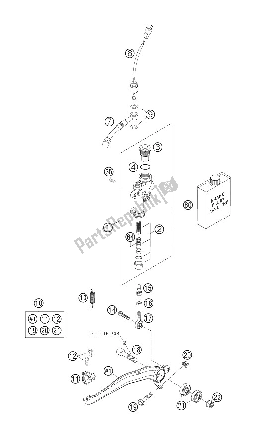 All parts for the Rear Brake Control of the KTM 250 EXC Europe 2006