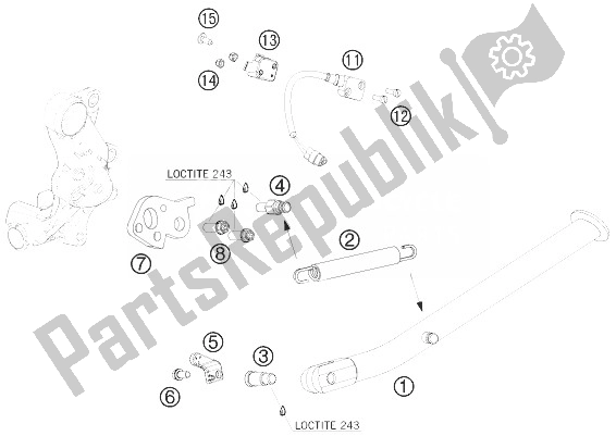 All parts for the Side / Center Stand of the KTM 690 SMC Australia United Kingdom 2010