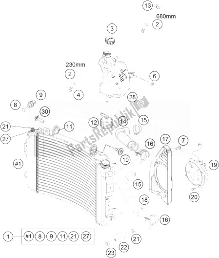 All parts for the Cooling System of the KTM 690 Duke Black ABS Australia 2013