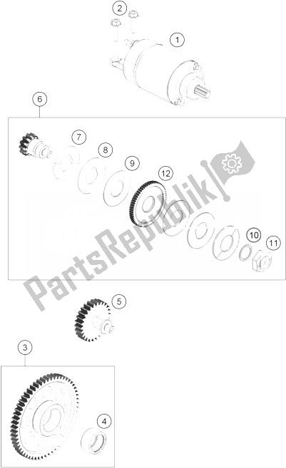 All parts for the Electric Starter of the KTM 390 Duke White ABS CKD China 2014