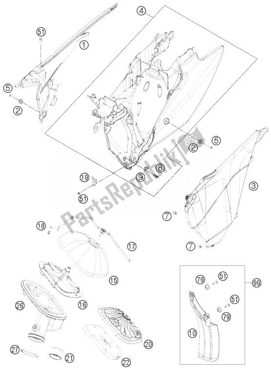 Todas las partes para Filtro De Aire de KTM 250 EXC F Australia 2013