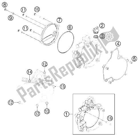 All parts for the Clutch Cover of the KTM 50 SX Mini Europe 2012
