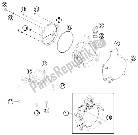 All parts for the Clutch Cover of the KTM 50 SXS USA 2012