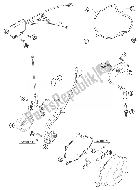 All parts for the Ignition Syst. 400/525 Sx Rac. Of the KTM 525 SX Racing Europe 2003