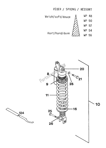 Toutes les pièces pour le Suspension Arrière Wp 250/300 '94 du KTM 250 E XC Europe 1994