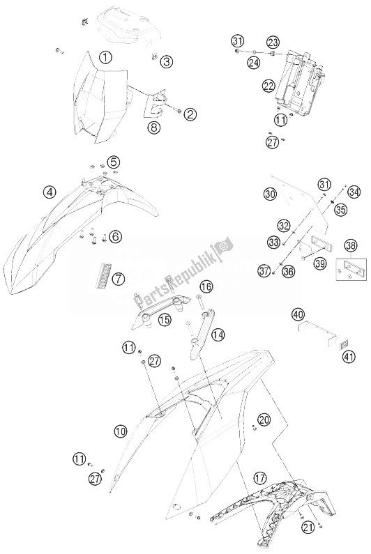 All parts for the Mask, Fenders of the KTM 690 Enduro R USA 2013