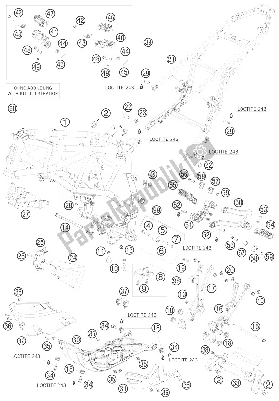 Tutte le parti per il Telaio del KTM 990 Adventure LIM Edit Australia United Kingdom 2010