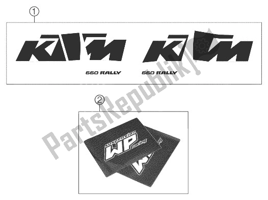 Wszystkie części do Kalkomania 660 Rajd KTM 660 Rallye Factory Repl Europe 2003