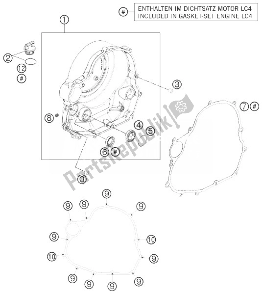 All parts for the Clutch Cover of the KTM 690 Enduro R ABS USA 2014