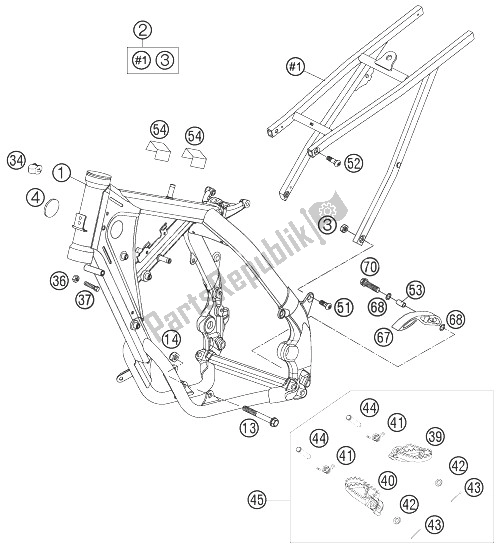 Tutte le parti per il Frame, Sub Frame del KTM 85 SX 17 14 Europe 2007