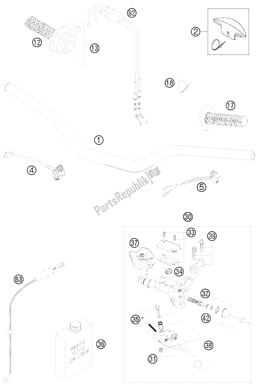 Todas las partes para Manillar, Controles de KTM 530 XC W South Africa 2009