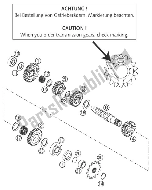 All parts for the Transmission Ii 250/300 of the KTM 250 EXC United Kingdom 2003