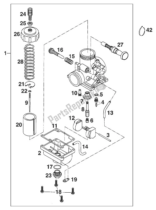 Tutte le parti per il Carburatore Vm24-489 65sxr '98 del KTM 60 SX Europe 2000