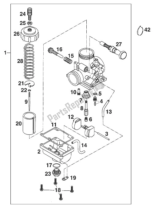 Tutte le parti per il Carburatore Vm24-489 65sxr '98 del KTM 65 SX Europe 600115 2001