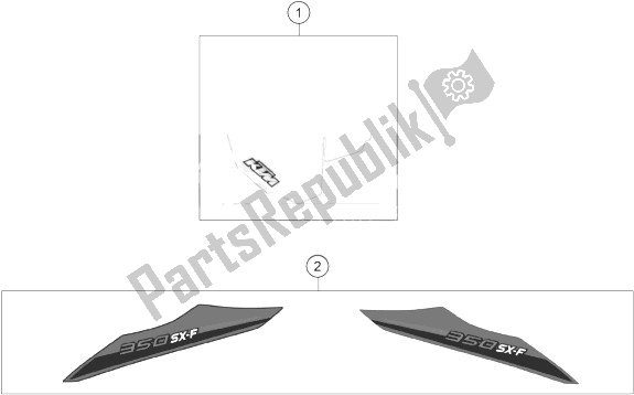 Todas as partes de Decalque do KTM 350 SX F USA 2014