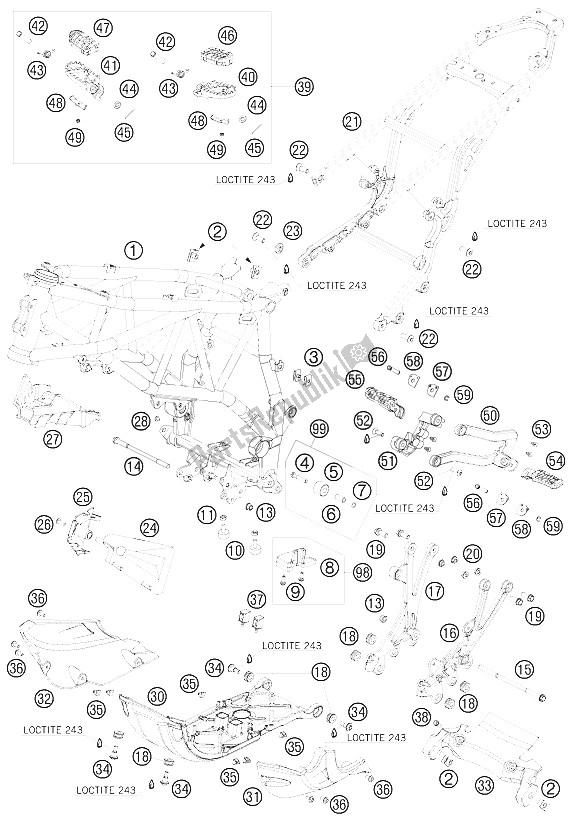 Tutte le parti per il Telaio del KTM 990 Adventure R France 2009