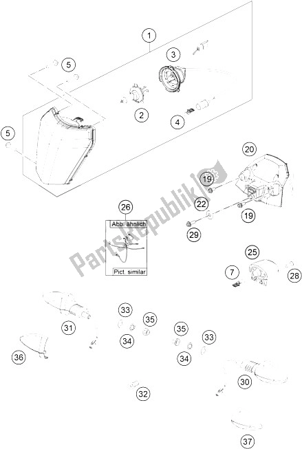 All parts for the Lighting System of the KTM 350 EXC F USA 2016