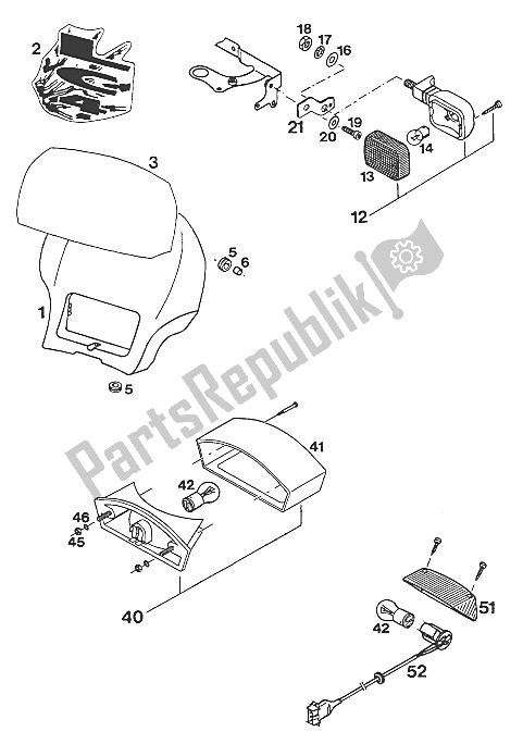 Toutes les pièces pour le Masque - Clignotant - Feu Arrière Lc4 du KTM 350 E XC 4T Europe 1994