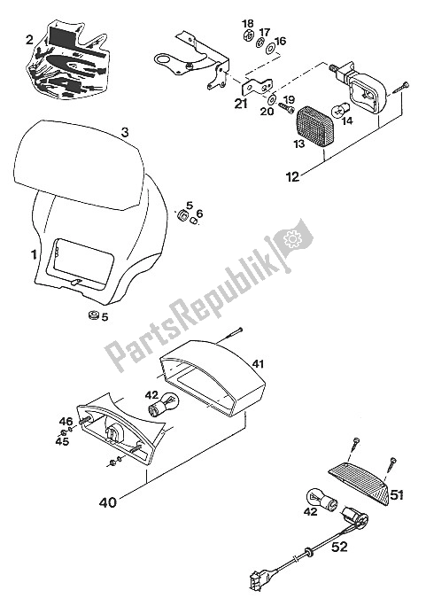 All parts for the Mask - Turn Signal - Rear Light Lc4 of the KTM 620 RXC E USA 1995