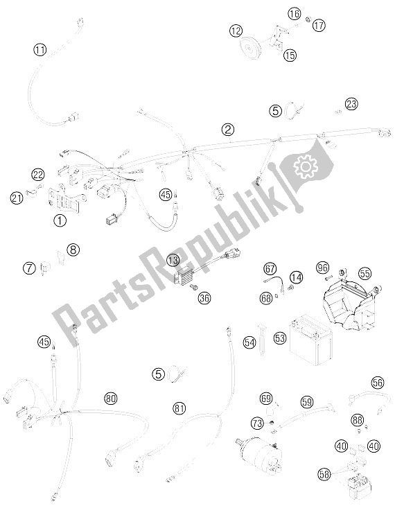 All parts for the Wiring Harness of the KTM 300 EXC E Europe 2008