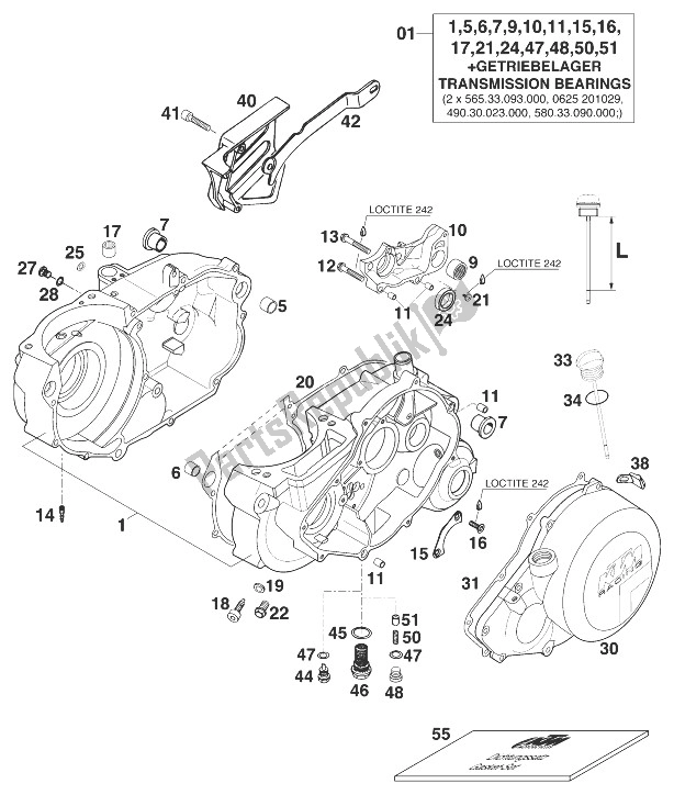 All parts for the Crankcase 400/540 Sxc; 620 of the KTM 400 SX C 20 KW Europe 1998