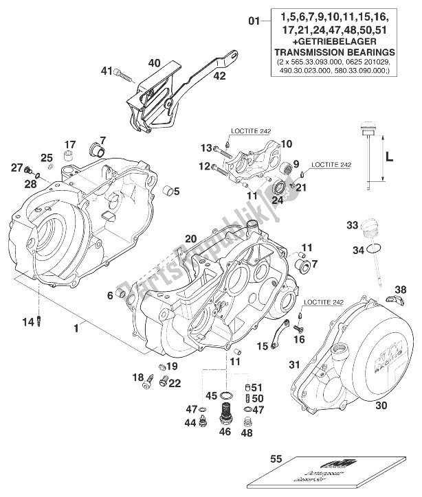 Todas as partes de Cárter 400 Sxc Usa '0 do KTM 400 SX C 20 KW Europe 1999