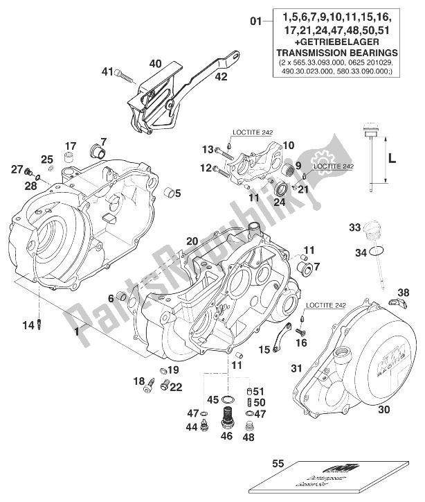 All parts for the Crankcase 400 Sxc Usa '0 of the KTM 400 SX C Europe 1998