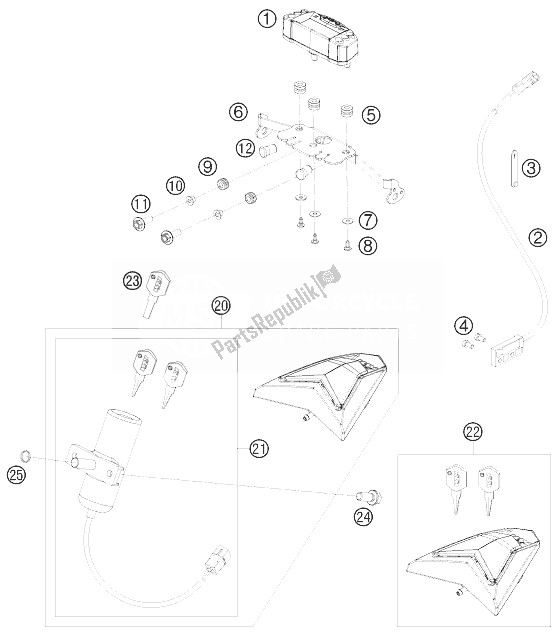 Tutte le parti per il Strumenti / Sistema Di Blocco del KTM 690 Enduro R Australia United Kingdom 2010