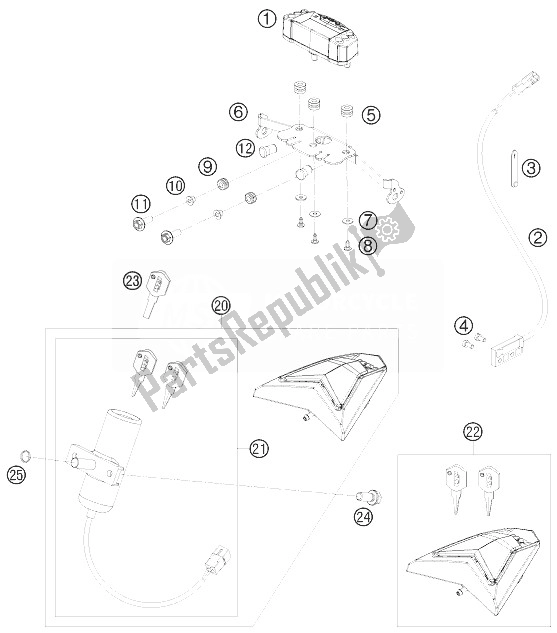All parts for the Instruments / Lock System of the KTM 690 Enduro R Europe 2010