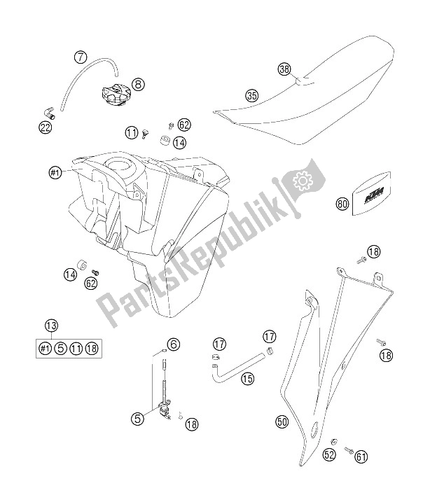 All parts for the Tank, Seat, Cover of the KTM 200 XC W USA 2006