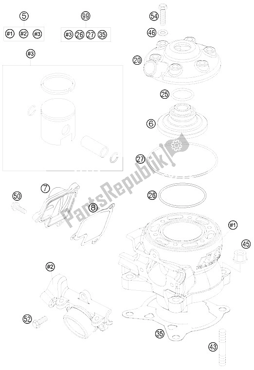 Wszystkie części do Cylinder KTM 85 SX 17 14 Europe 2011