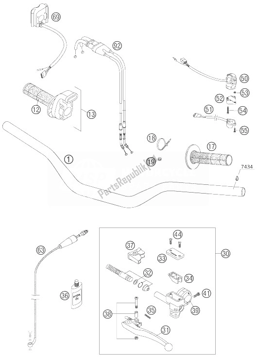 Todas las partes para Manillar, Controles de KTM 450 EXC Racing Australia United Kingdom 2007