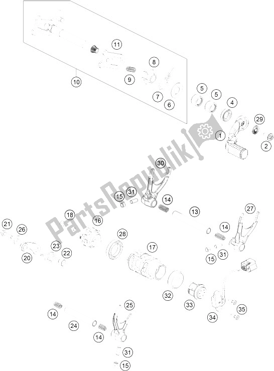 All parts for the Shifting Mechanism of the KTM 450 SX F USA 2016