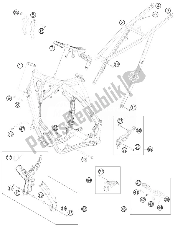 Toutes les pièces pour le Cadre du KTM 150 SX USA 2014