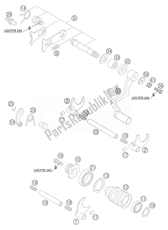 All parts for the Shifting Mechanism 85 Sx of the KTM 85 SX Europe 6001D8 2004