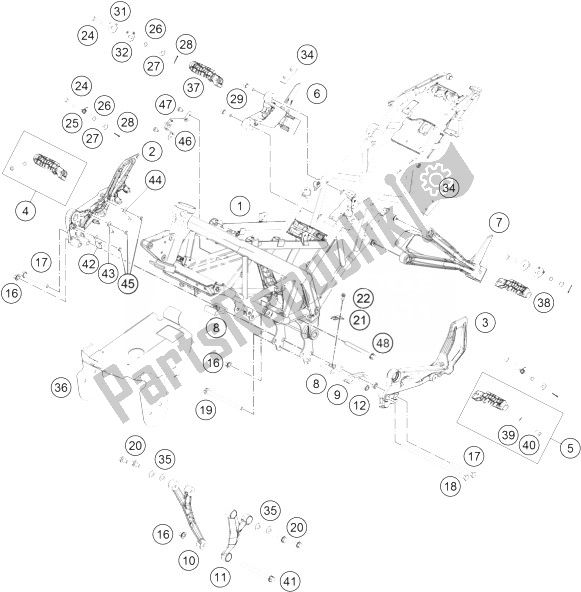 Todas as partes de Quadro, Armação do KTM RC 390 White ABS Europe 2014