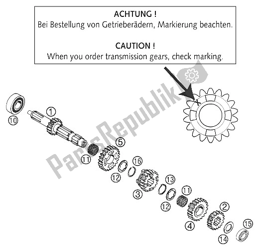 All parts for the Transmission I 250/300/380 of the KTM 250 SX Europe 2002