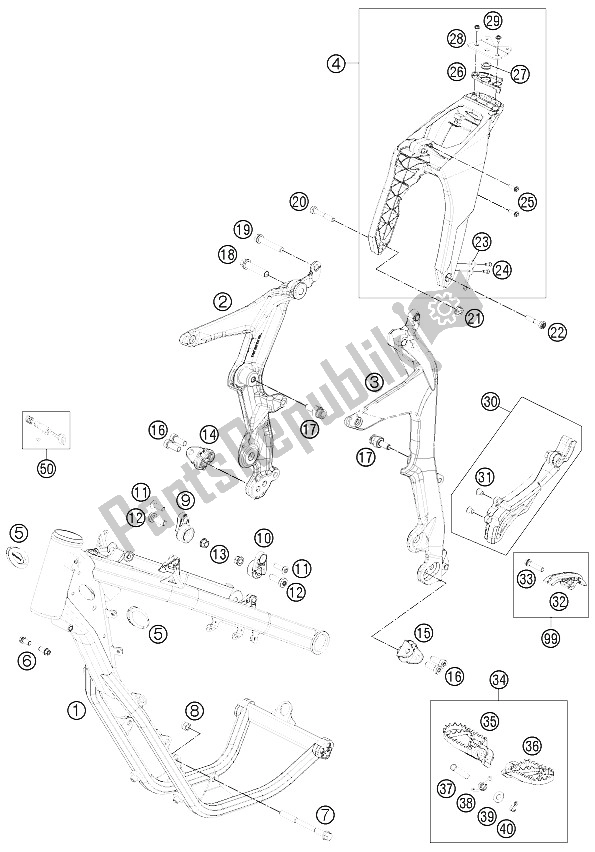 Tutte le parti per il Telaio del KTM Freeride 350 Australia 2015